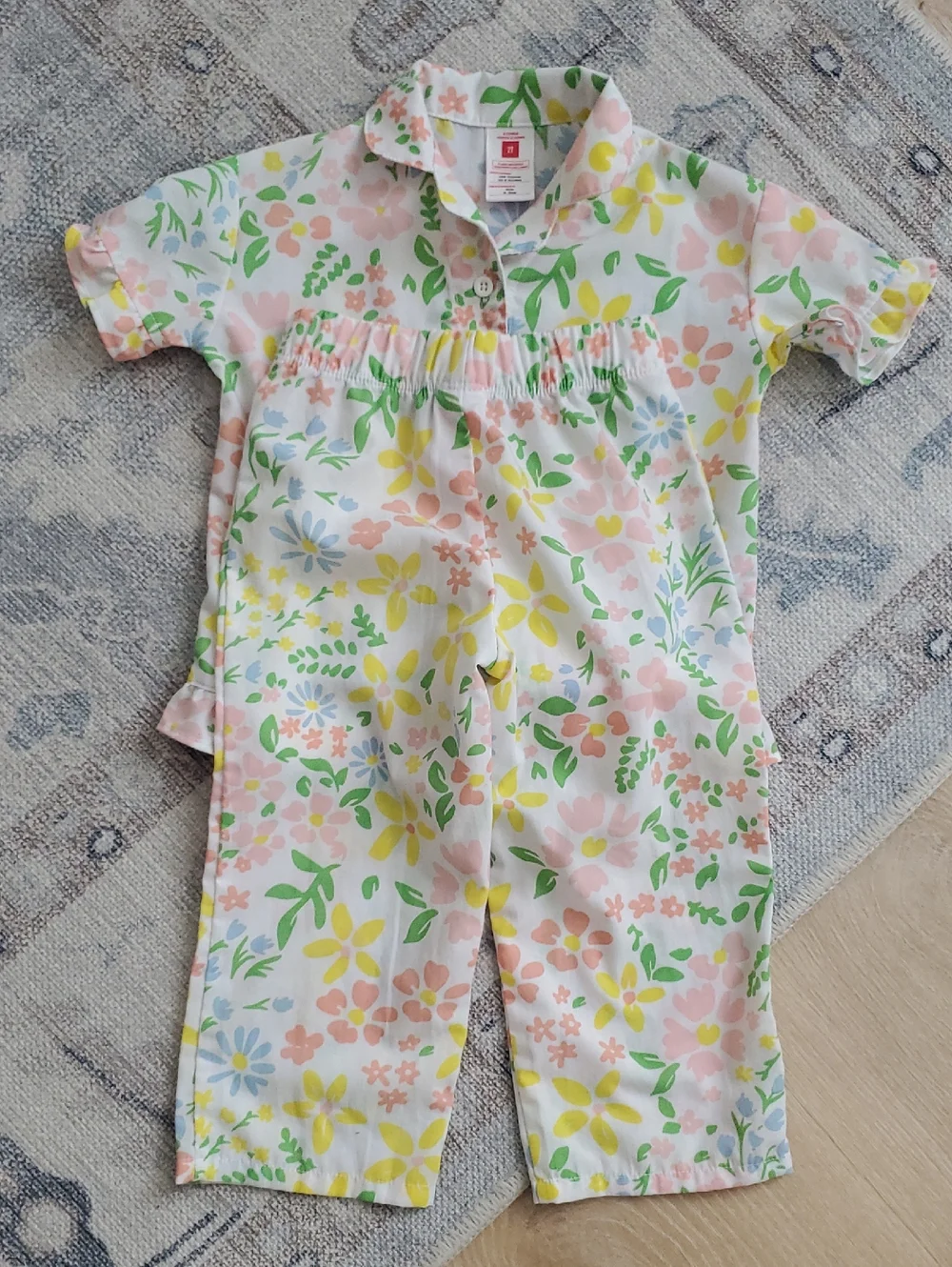 Toddler Girls Floral Ruffle Pajamas 2 Piece Set Sz2